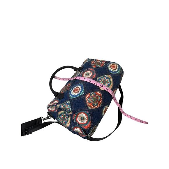 Desigual SAC BOWLING CIRCULAIRE FRISES Denim Patchwork Sachel Bag - Picture 10 of 13